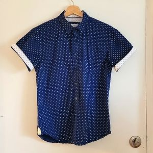 Navy polkadot button down